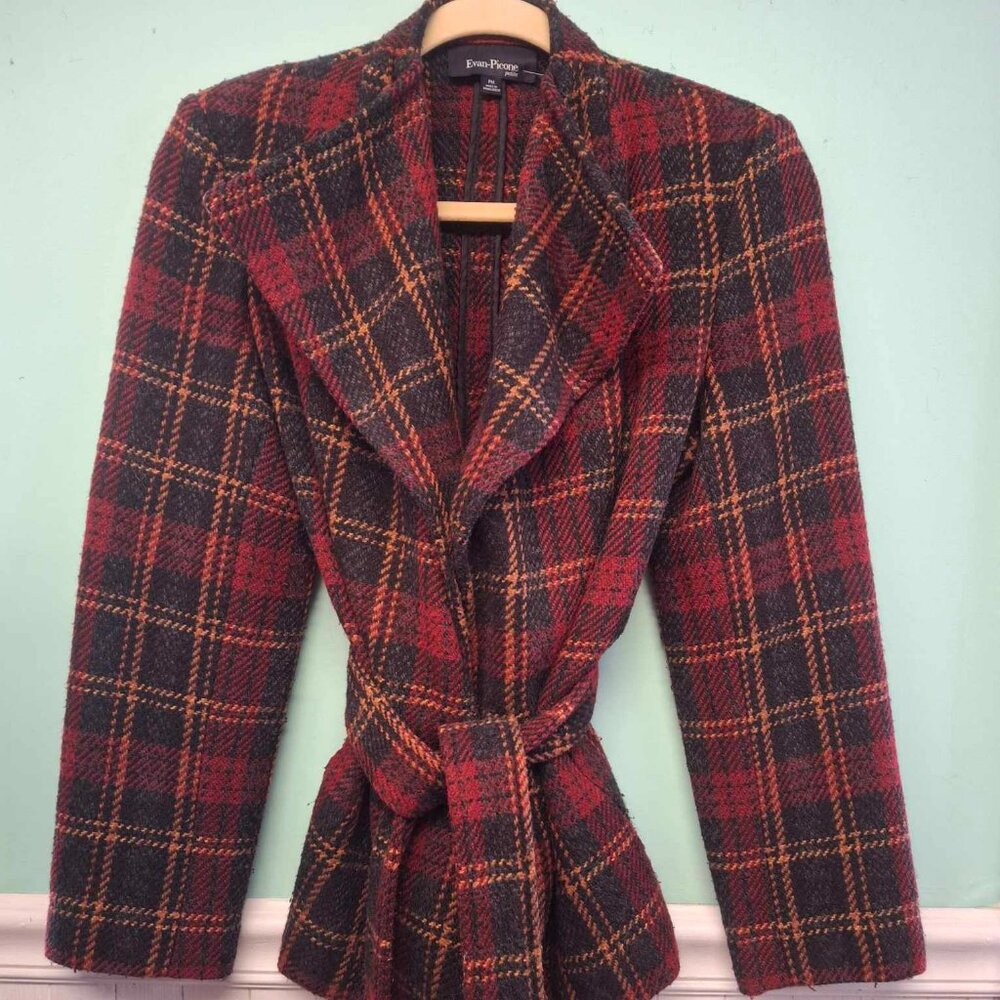 Evan-Picone Petite Wool-Blend Plaid Jacket